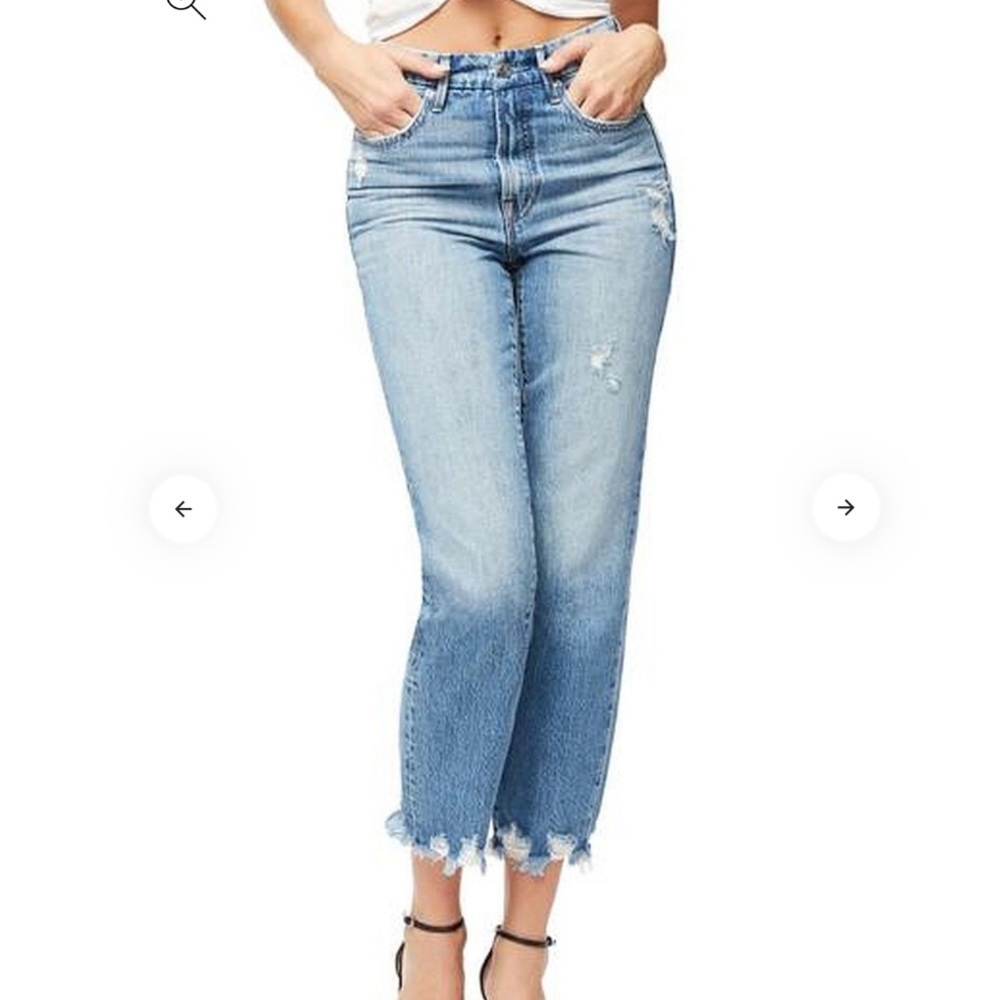 Good American Light Blue Straight Leg Jeans